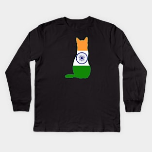 India Cat Flag Kids Long Sleeve T-Shirt